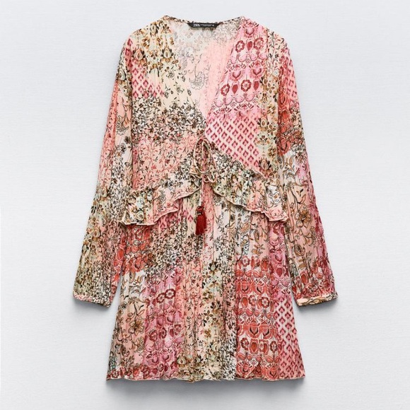 Zara Printed Short Dress size L - Picture 1 of 3